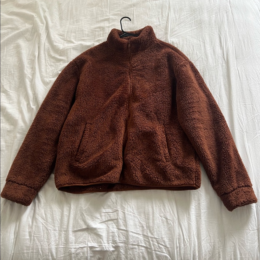 Forever 21 Brown faux fuzzy bomber light weight jacket Size: XL